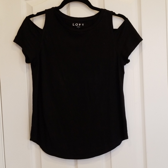 Black LOFT Tee with Shoulder Slits - Picture 1 of 4